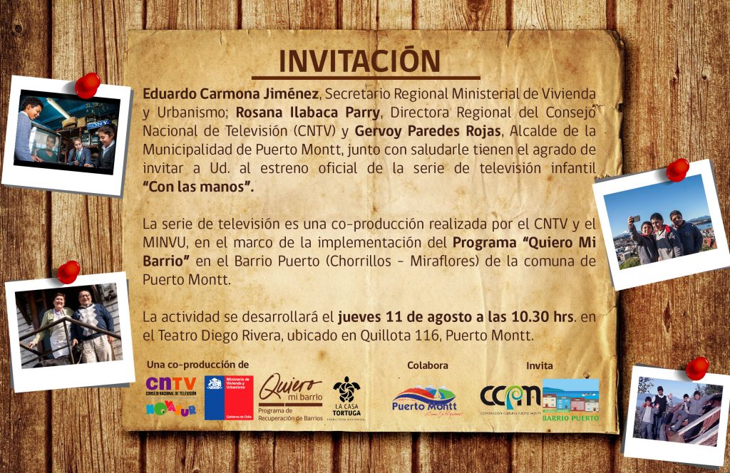 Estrenarán serie de televisión grabada en el Barrio Puerto de Puerto Montt INVITACIÓN